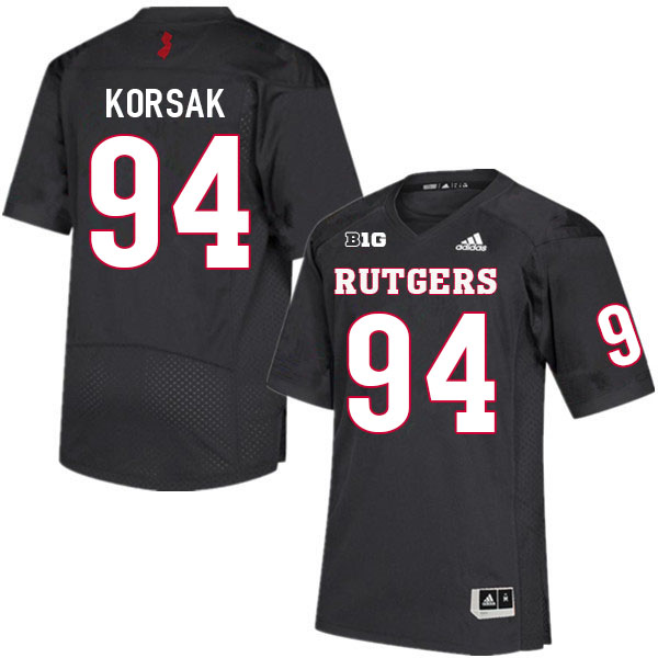Youth #94 Adam Korsak Rutgers Scarlet Knights College Football Jerseys Sale-Black